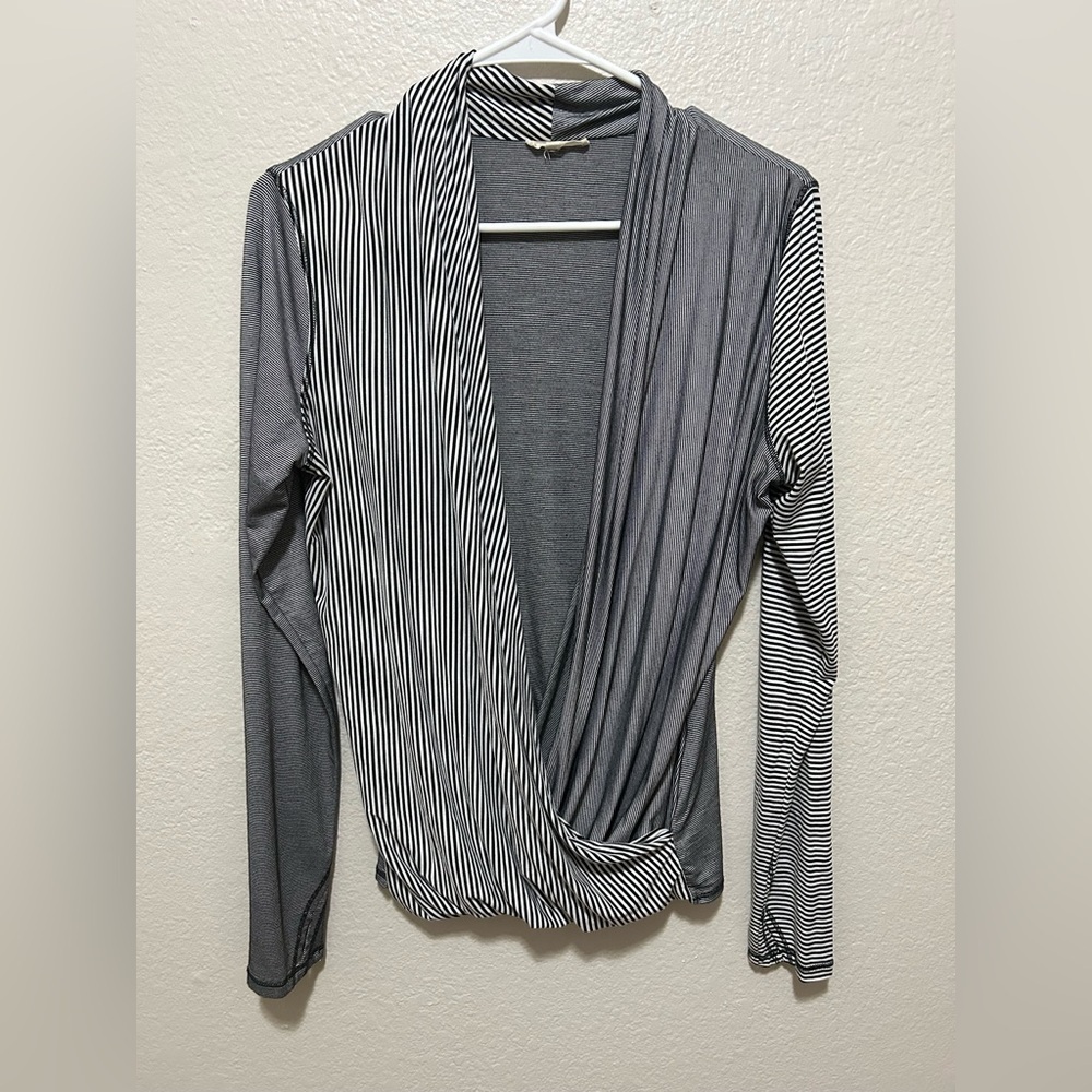Mystree Black and White Striped Blouse